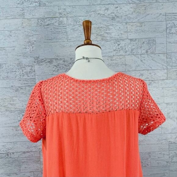 Anthropologie Entro coral lace layered handkerchief asymmetrical tunic blouse - Picture 4 of 7
